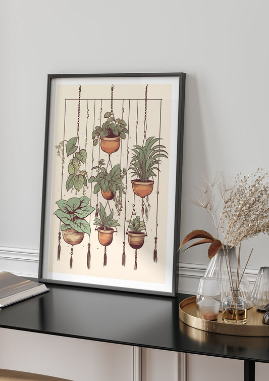 Natural Greens and Browns Boho Plant Art