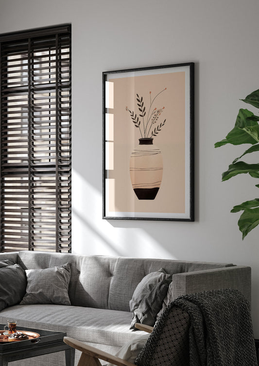 Boho Elegance Vase in Light Brown and Black