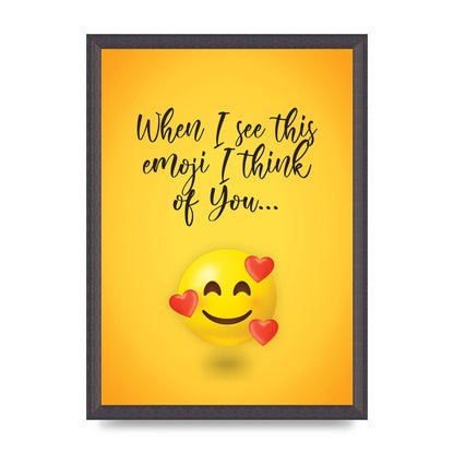Emoji Love Hearts Around" Printed Poster - A3 framed