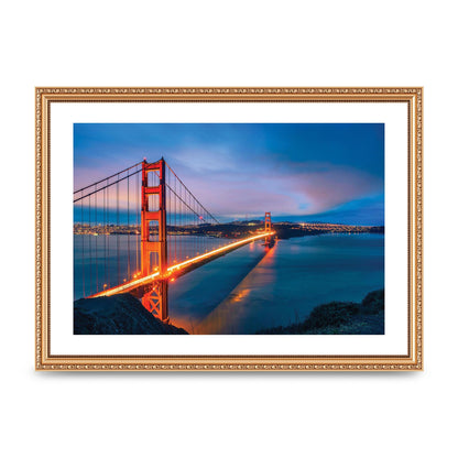 Golden Gate Bridge At Night San Francisco Printed Poster - A3 framed