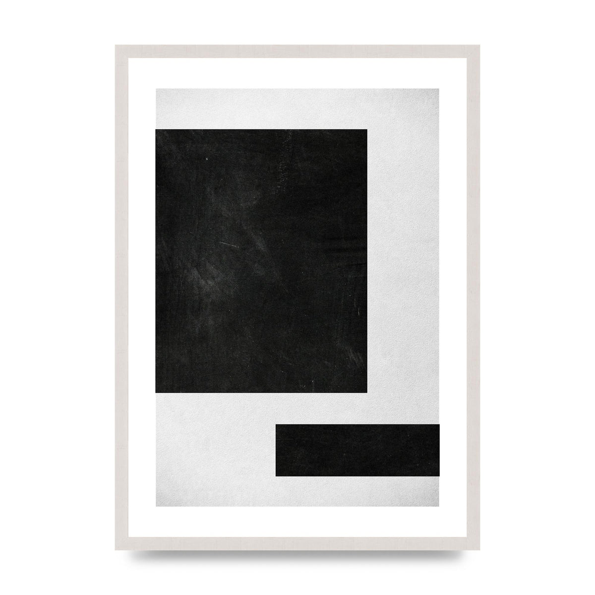Black White Abstract 1 print in an A2 white saw cut grain frame