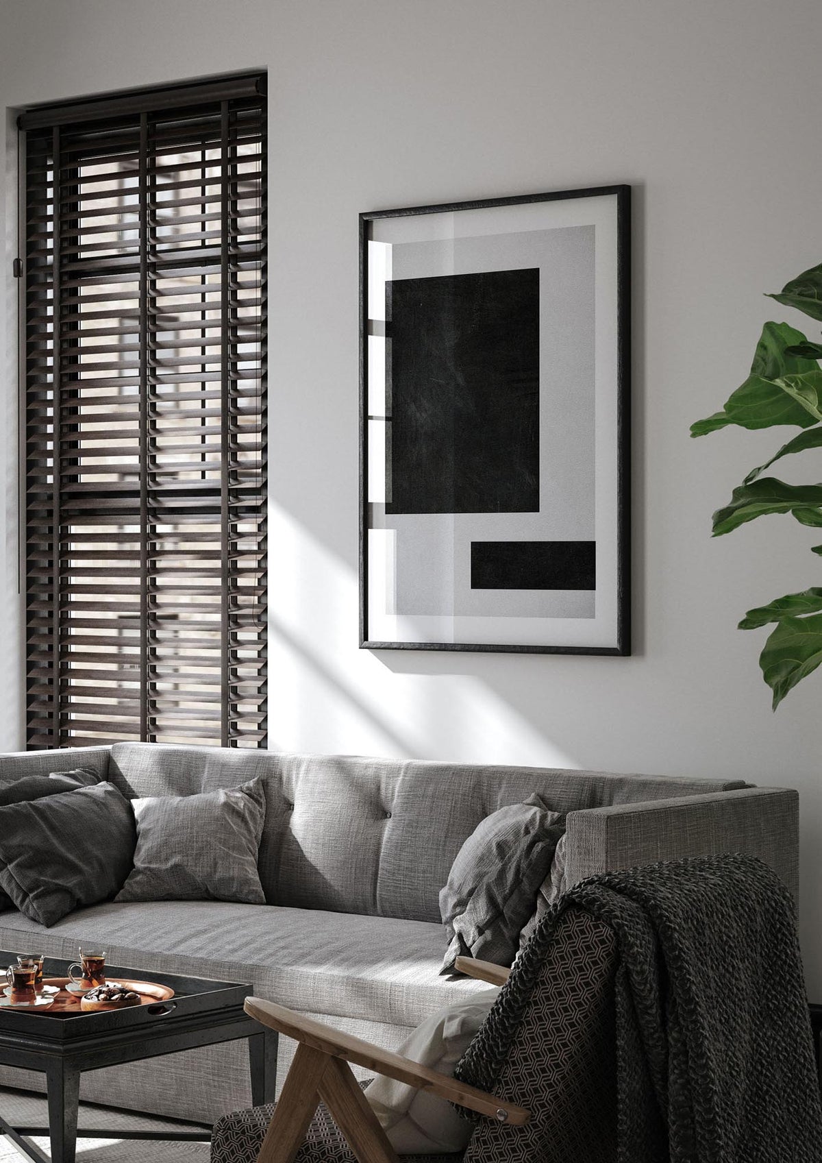 Black White Abstract 1 Wall Art - living room 1