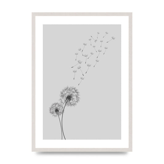 Dandelion Wind Wall Art - A2 framed
