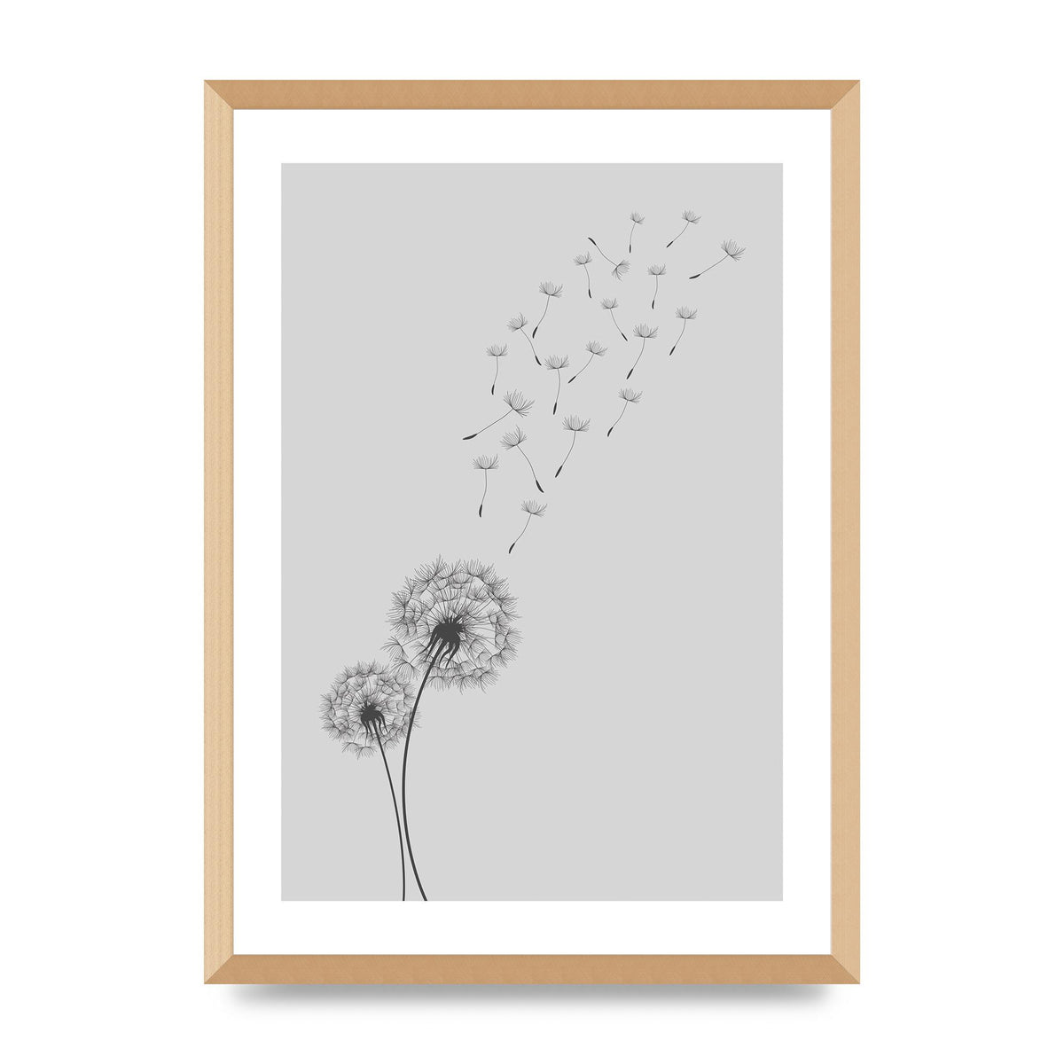 Dandelion Wind Wall Art - A2 framed