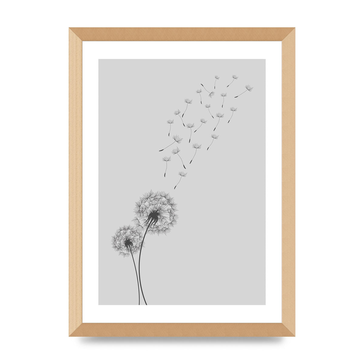 Dandelion Wind Wall Art - A3 framed