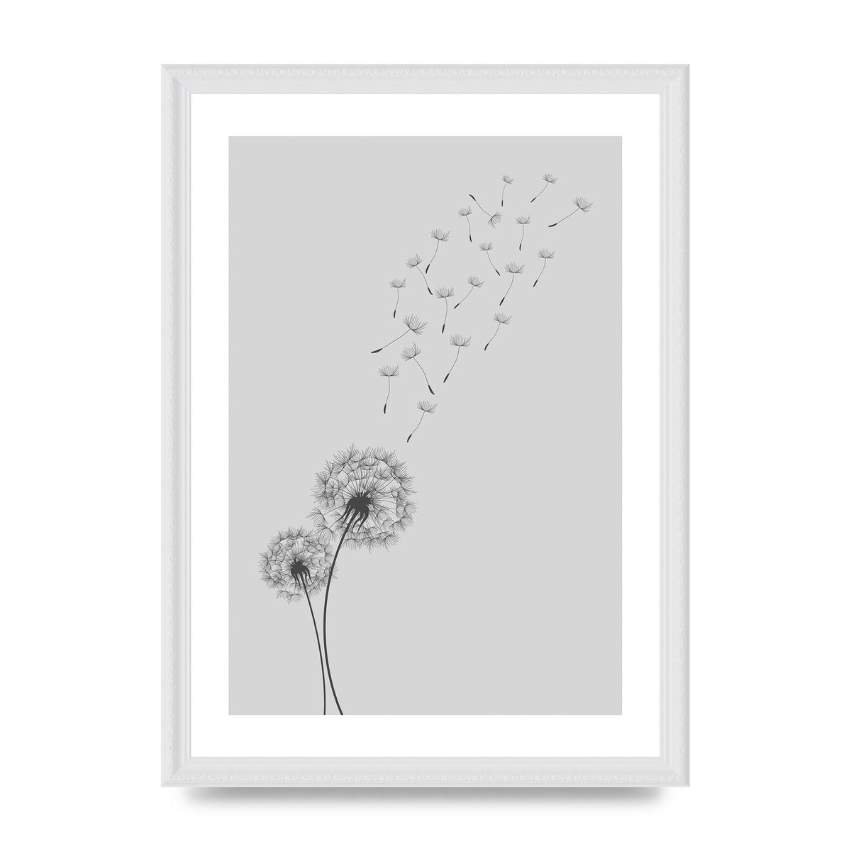 Dandelion Wind Wall Art - A3 framed