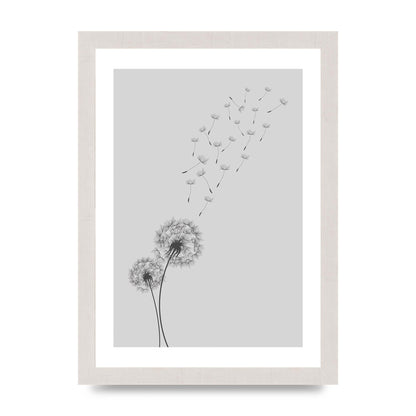 Dandelion Wind Wall Art - A4 framed