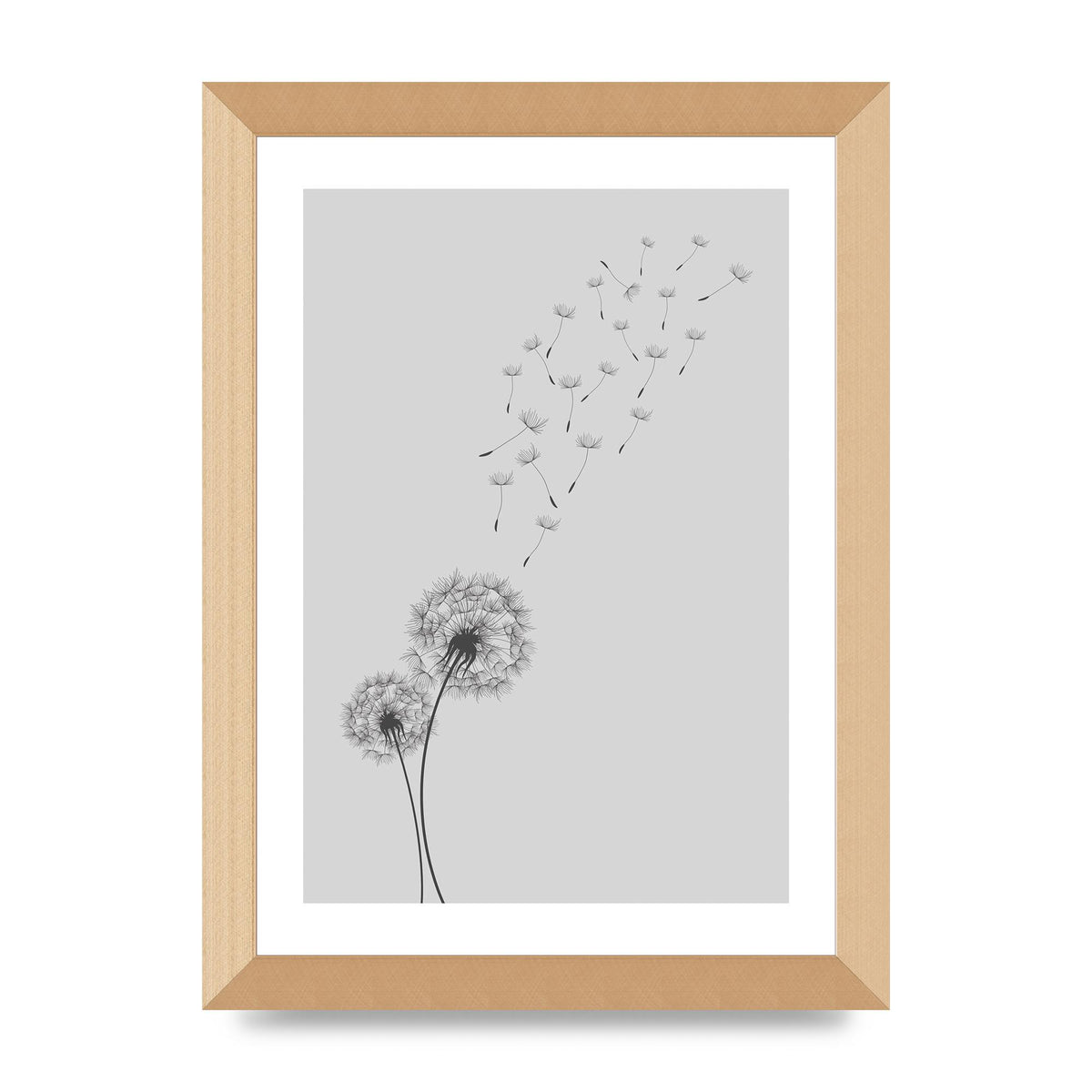 Dandelion Wind Wall Art - A4 framed