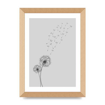 Dandelion Wind Wall Art - A4 framed