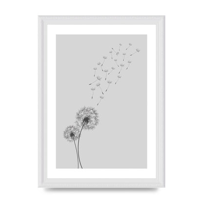 Dandelion Wind Wall Art - A4 framed