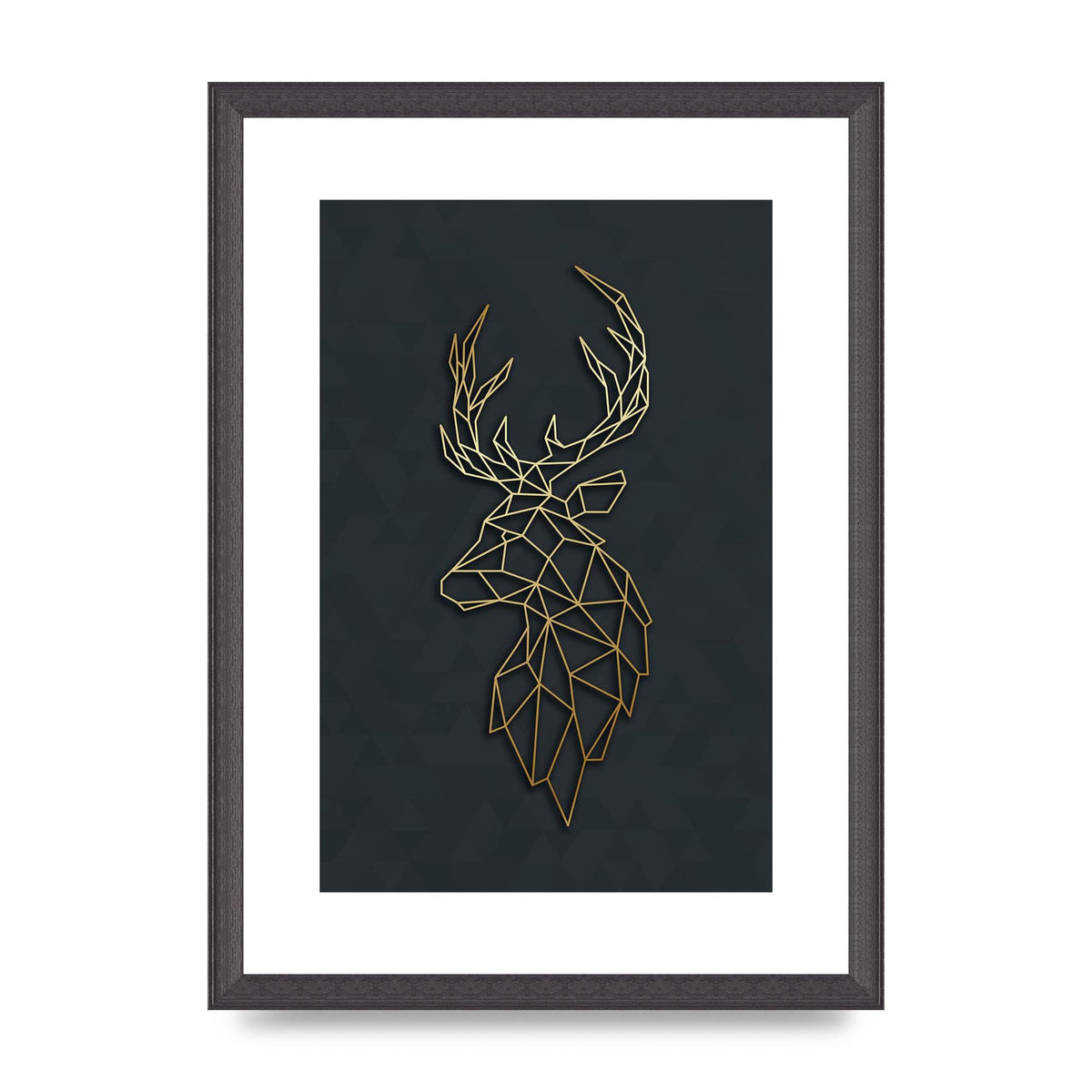Geometric Gold Deer Head Art For The Home - A3 framed