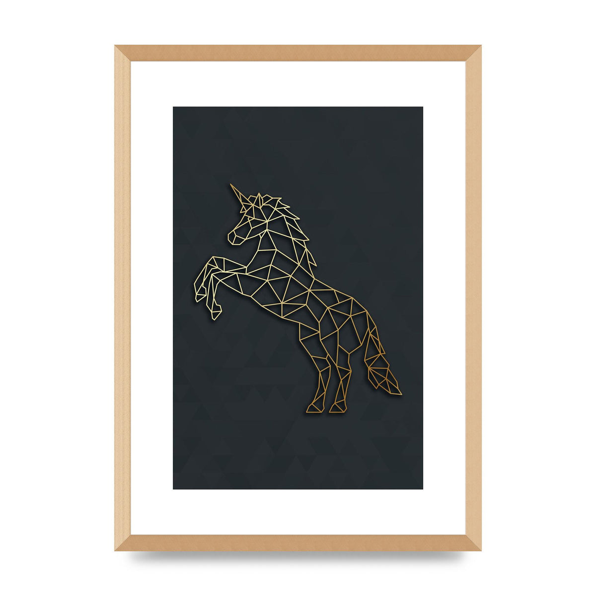 Geometric Gold Unicorn Wall Art - A2 framed