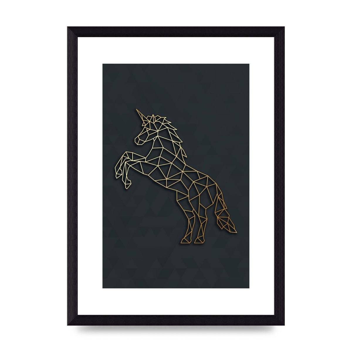 Geometric Gold Unicorn Wall Art - A4 framed