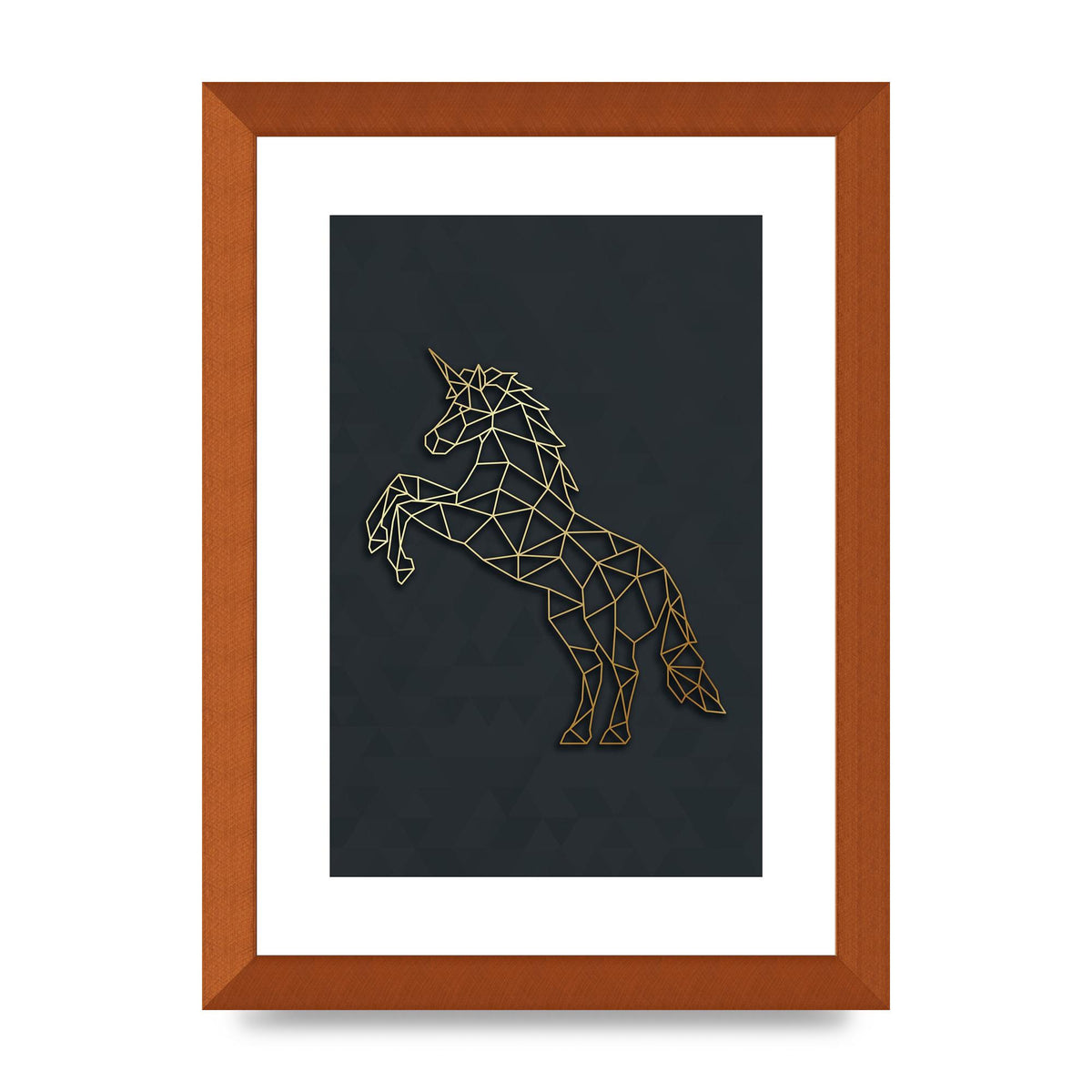 Geometric Gold Unicorn Wall Art - A4 framed