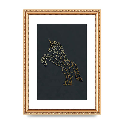 Geometric Gold Unicorn Wall Art - A4 framed