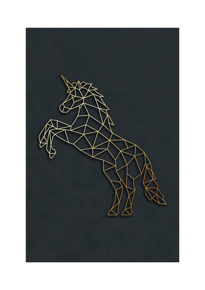 Geometric Gold Unicorn Wall Art - detail