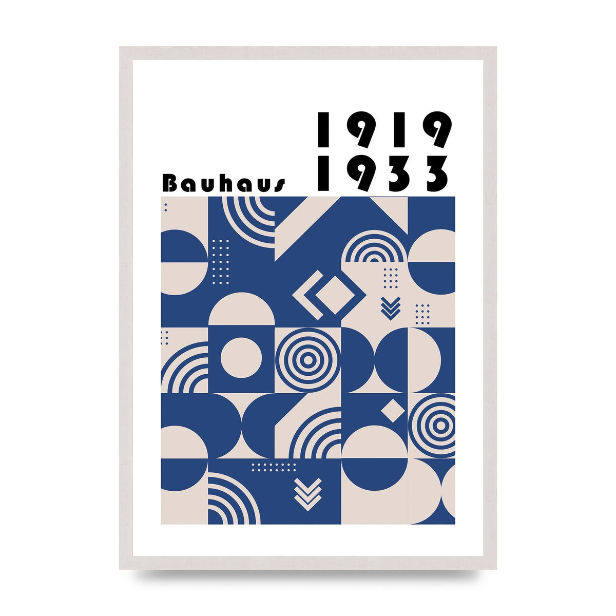 Bauhaus Style 3 print in an A2 white saw cut grain frame