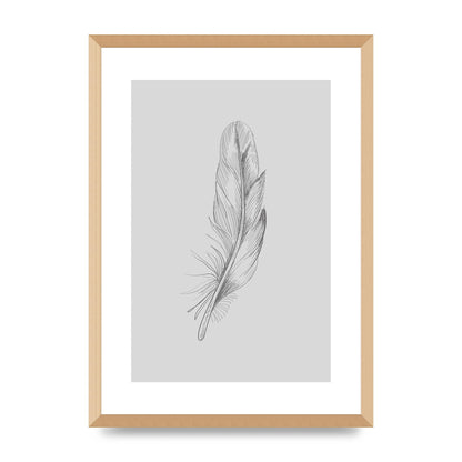Feather Grey 1 Printed Poster - A2 framed