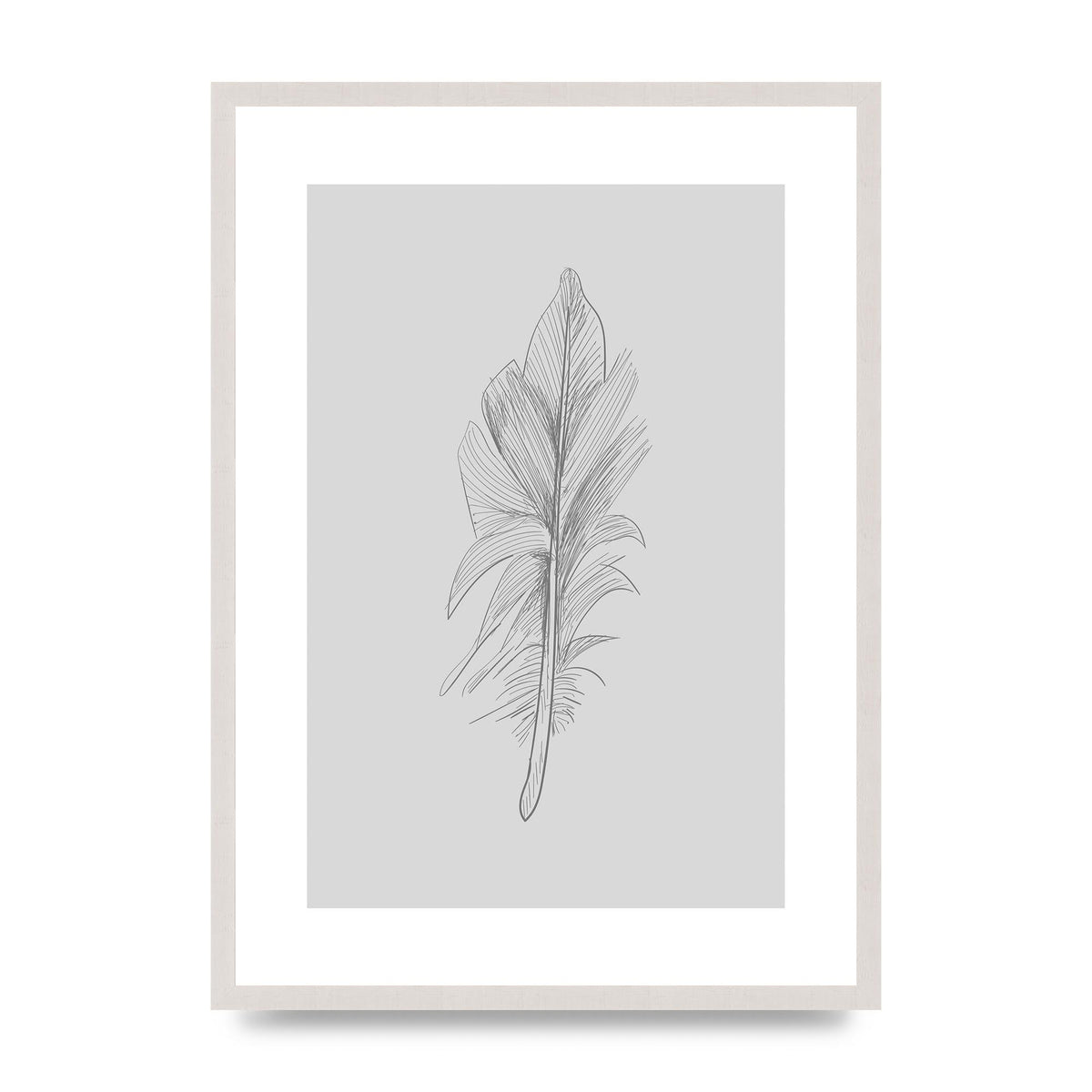 Feather Grey 3 print in an A2 white saw cut grain frame