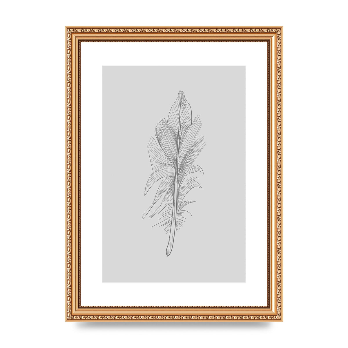 Feather Grey 3 Art For The Home - A4 framed