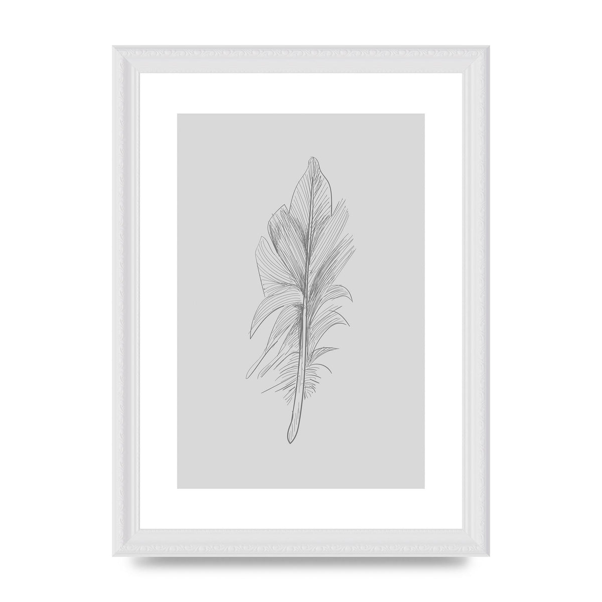 Feather Grey 3 Art For The Home - A4 framed
