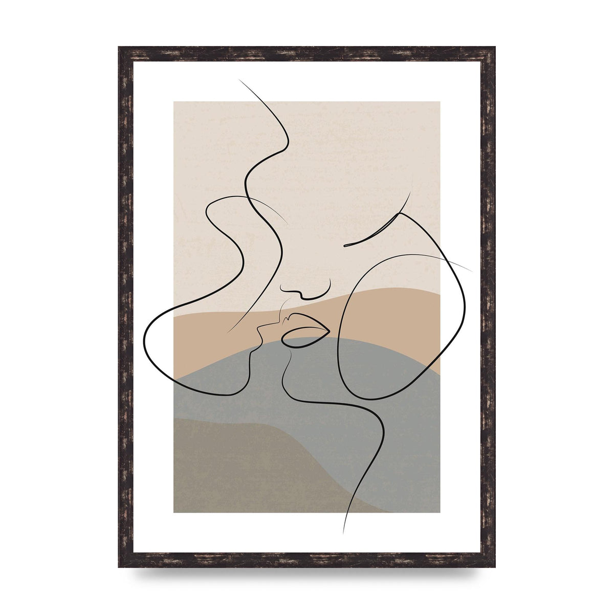 The Nearly Kiss Abstract Wall Art - A2 framed