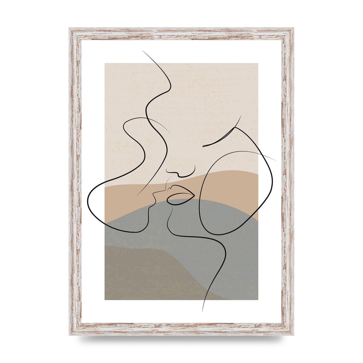 The Nearly Kiss Abstract Wall Art - A3 framed