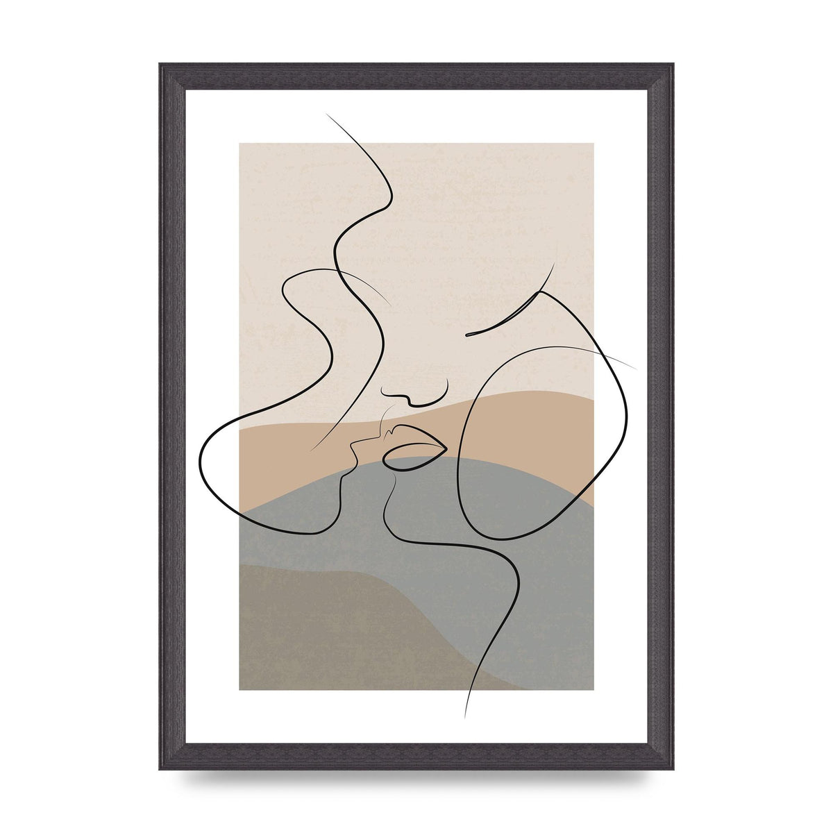 The Nearly Kiss Abstract Wall Art - A3 framed