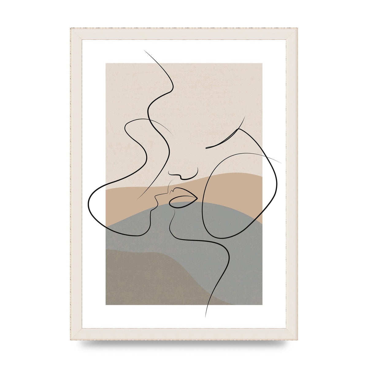 The Nearly Kiss Abstract Wall Art - A3 framed
