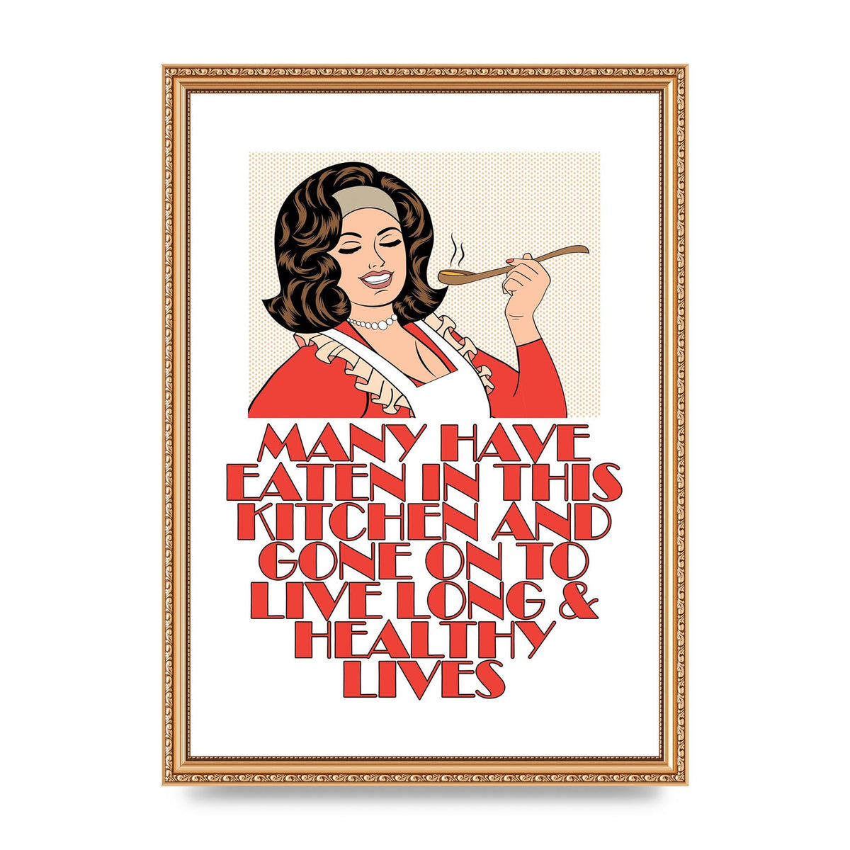 Many Have Eaten In This Kitchen" Printed Poster - A3 framed