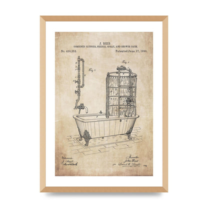 Shower Bath Patent Art For The Home - A2 framed