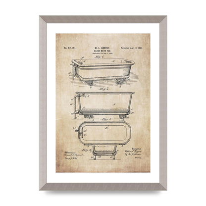 Bath Patent Wall Art - A3 framed