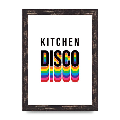 Kitchen Disco Wall Art - A4 framed