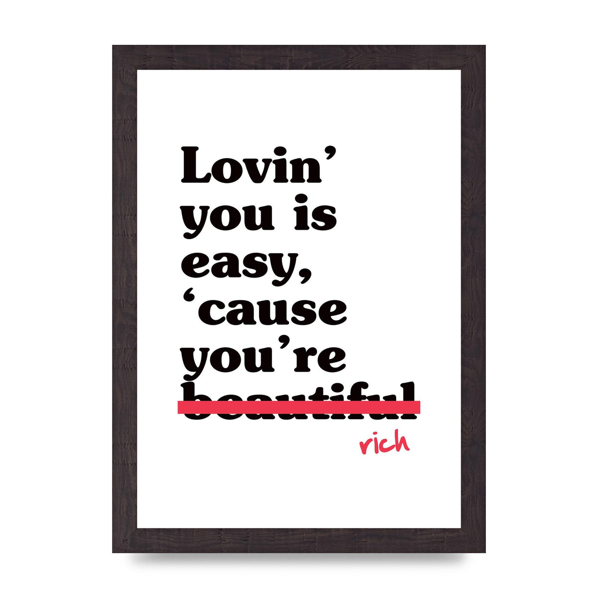 Loving You Is Easy Because" Printed Poster - A4 framed