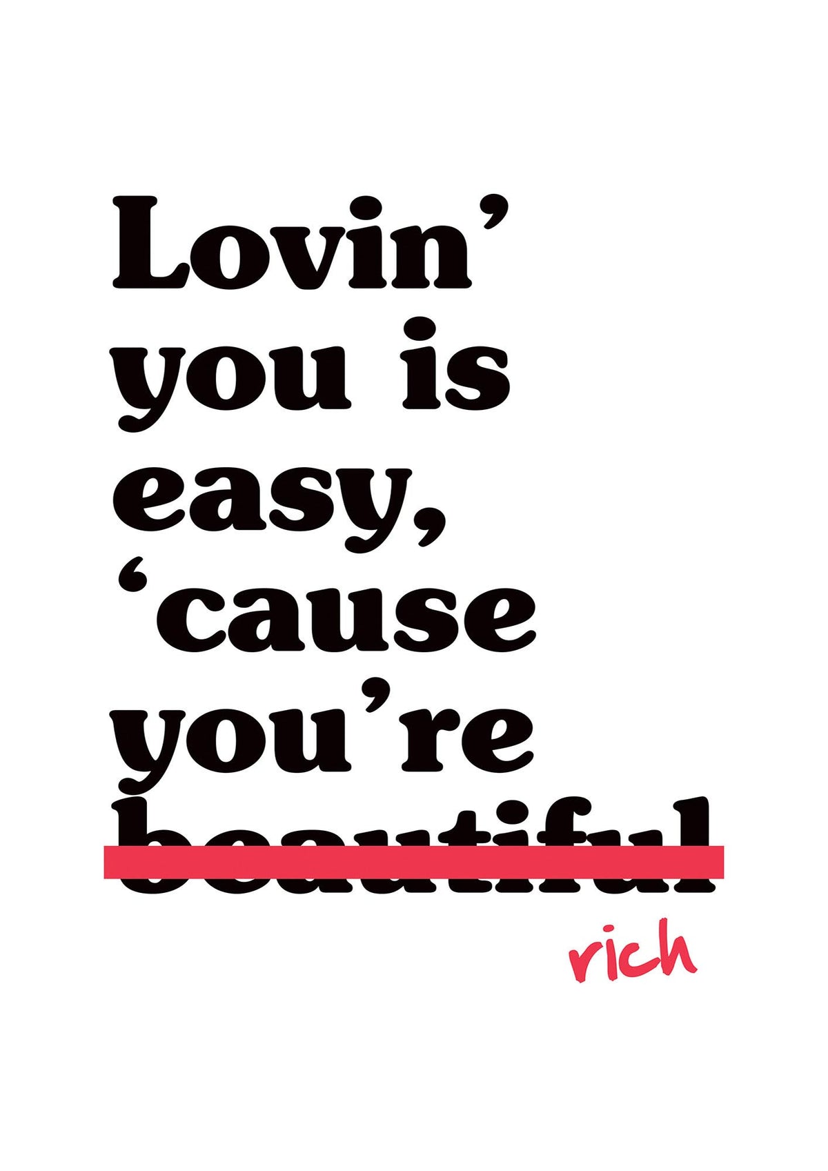 Loving You Is Easy Because" Printed Poster - detail