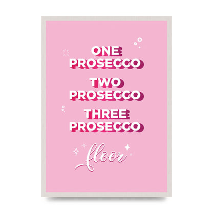 One Prosecco print in an A2 white saw cut grain frame