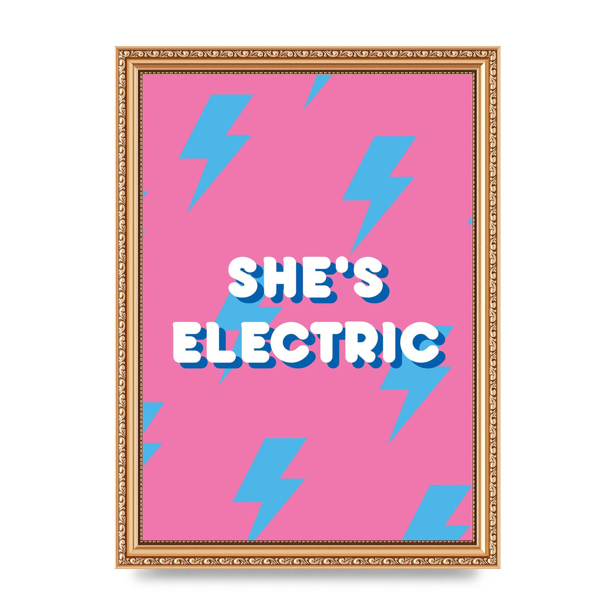 Shes Electric" Printed Poster - A4 framed
