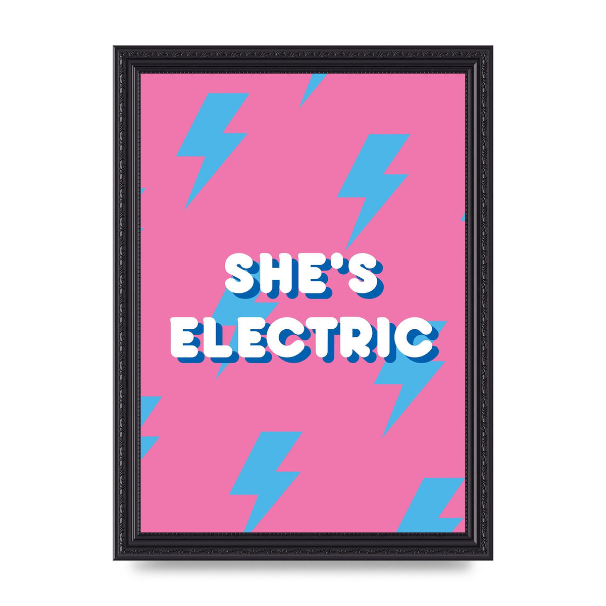 Shes Electric" Printed Poster - A4 framed