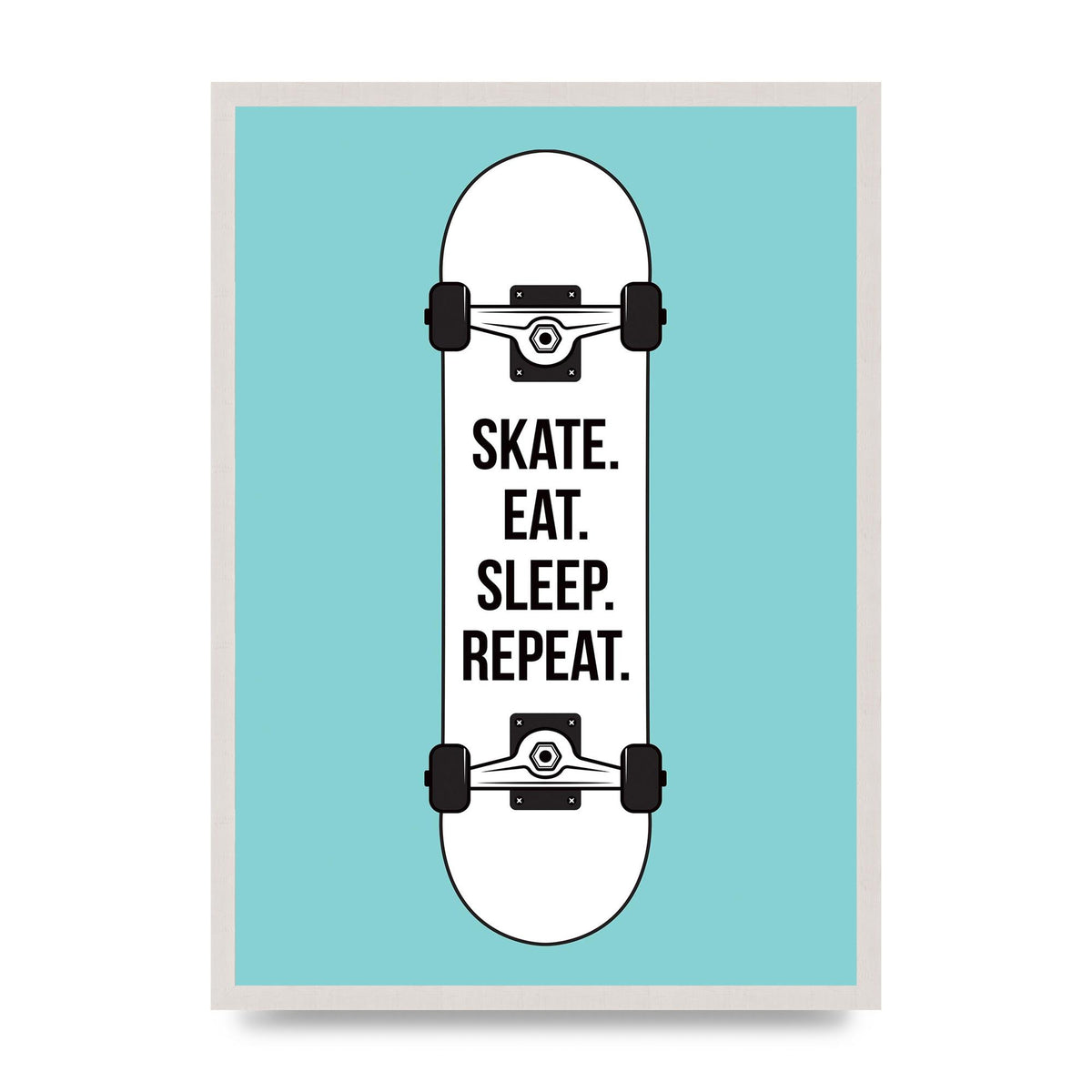 Skate Eat Sleep Printed Poster - A2 framed
