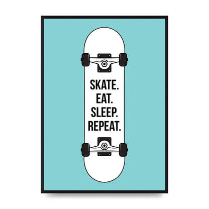 Skate Eat Sleep Printed Poster - A2 framed
