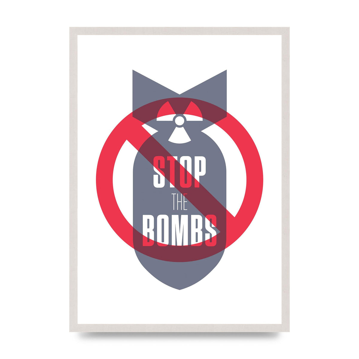 Stop The Bombs" Wall Art - A2 framed