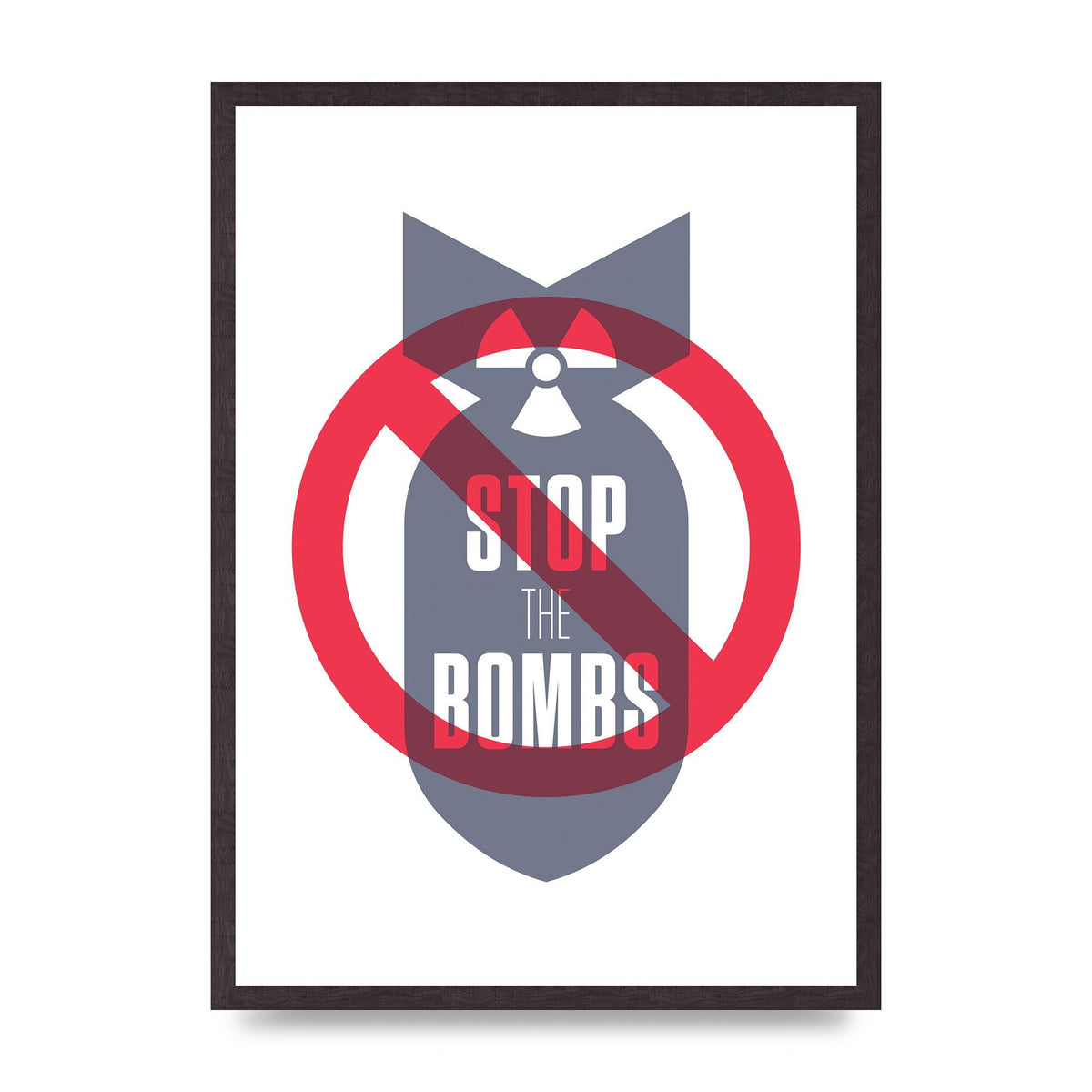 Stop The Bombs" Wall Art - A2 framed