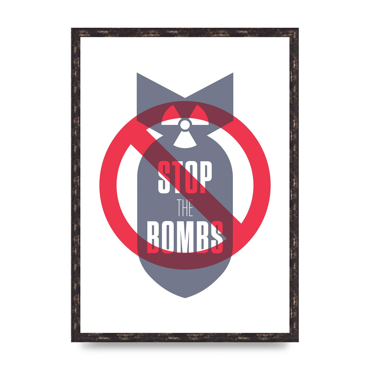 Stop The Bombs" Wall Art - A2 framed