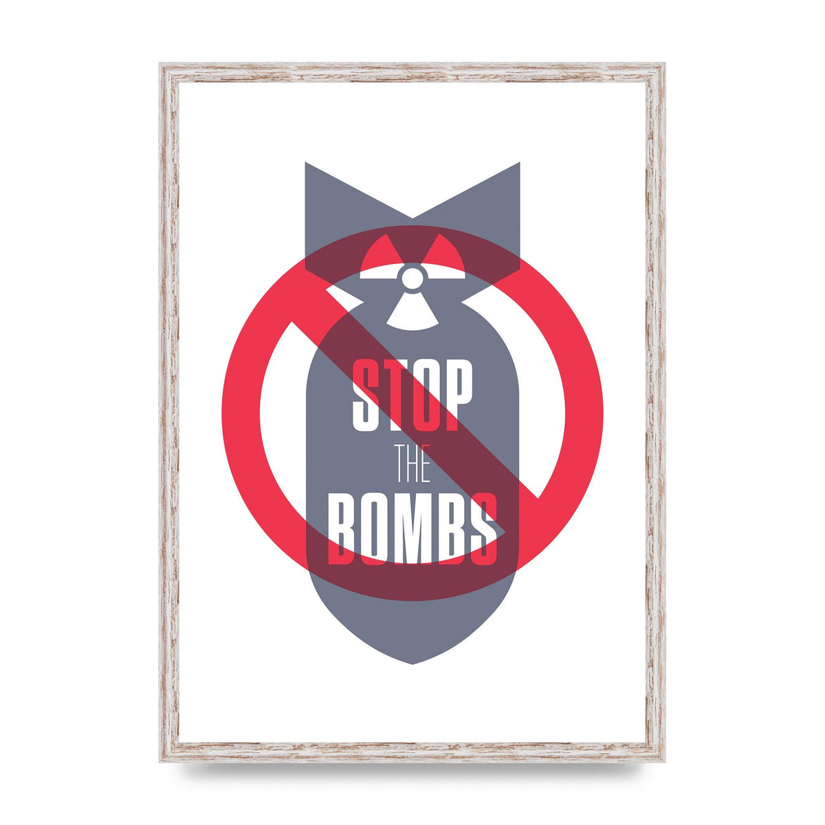 Stop The Bombs" Wall Art - A2 framed