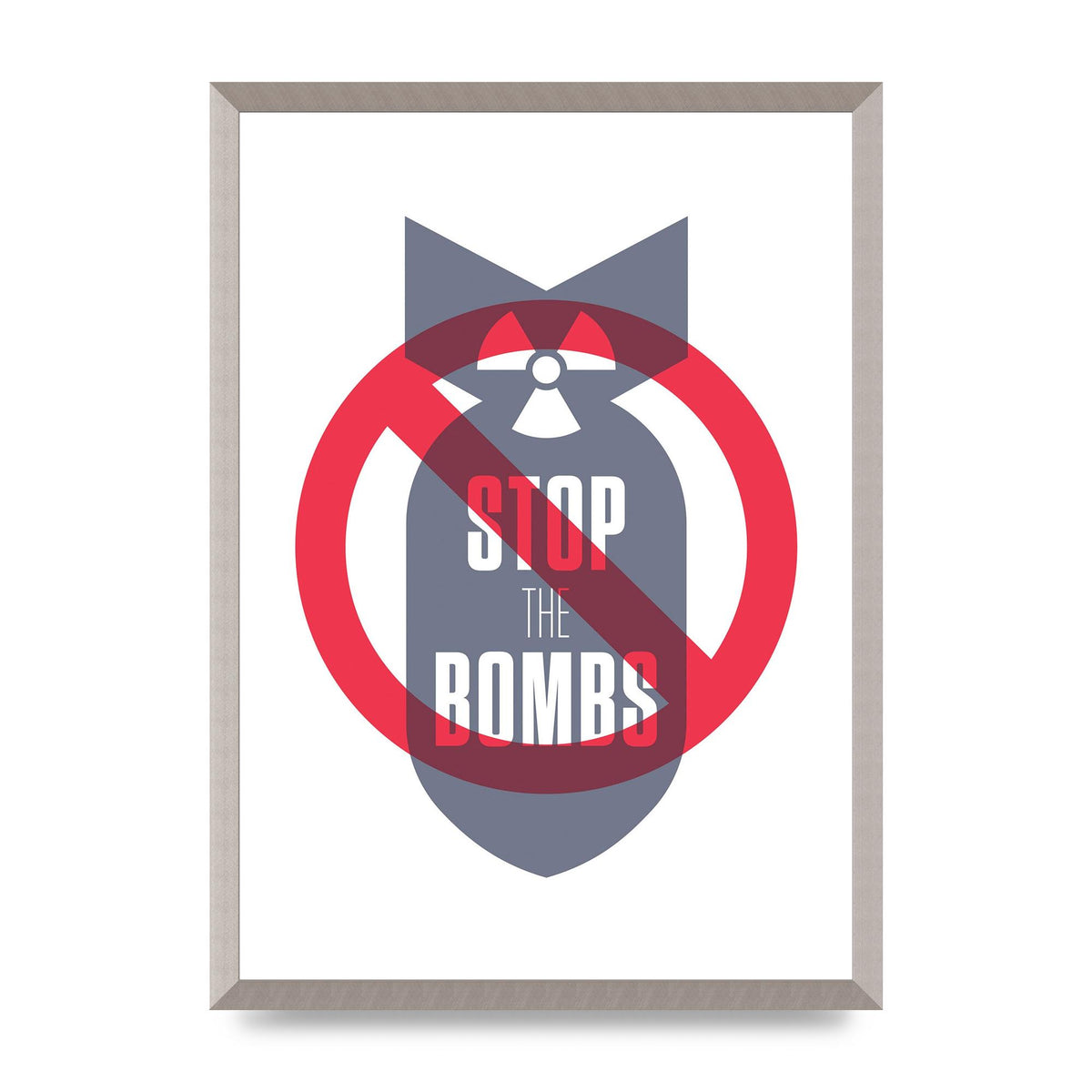 Stop The Bombs" Wall Art - A2 framed