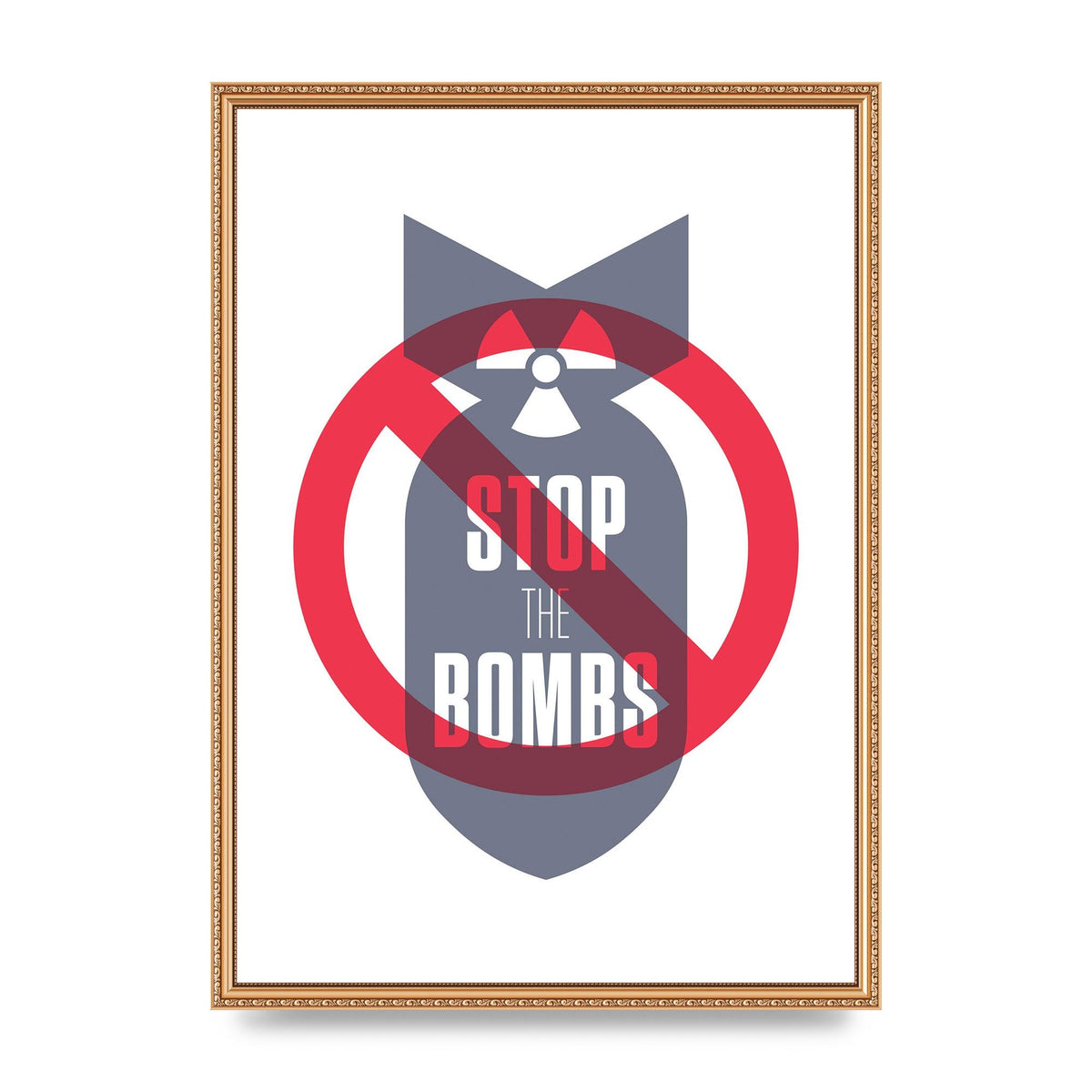 Stop The Bombs" Wall Art - A2 framed