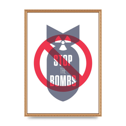 Stop The Bombs" Wall Art - A2 framed