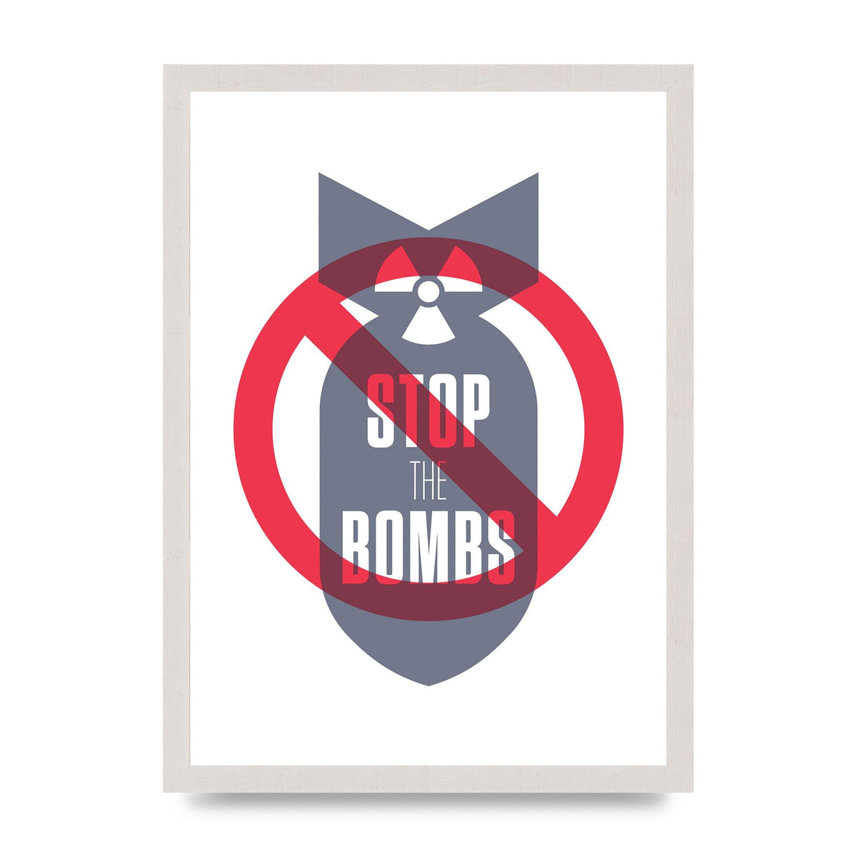 Stop The Bombs" Wall Art - A3 framed