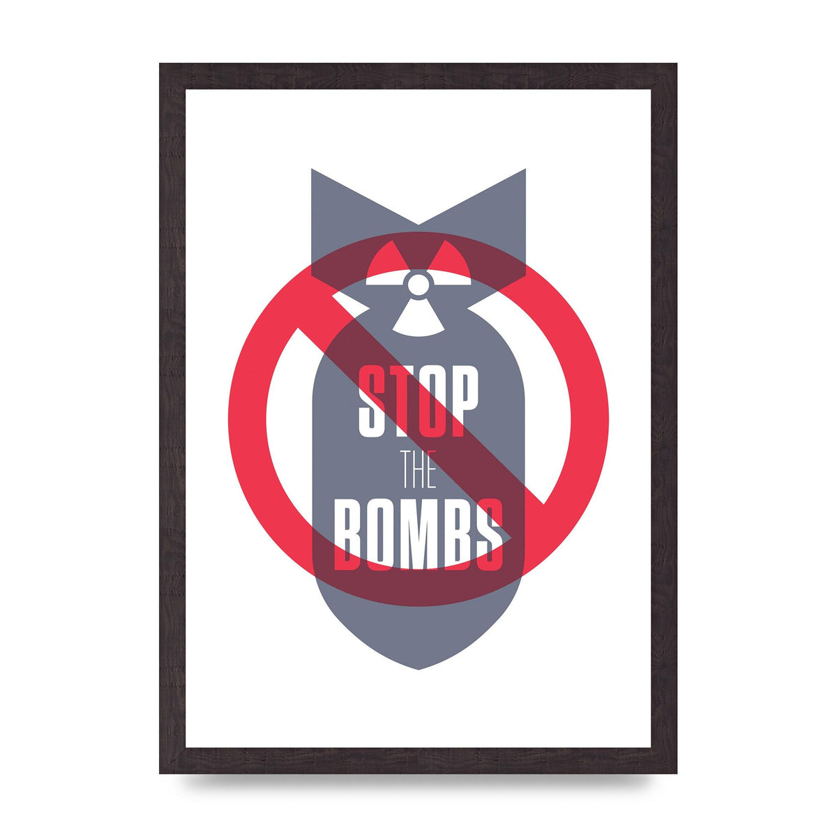 Stop The Bombs" Wall Art - A3 framed