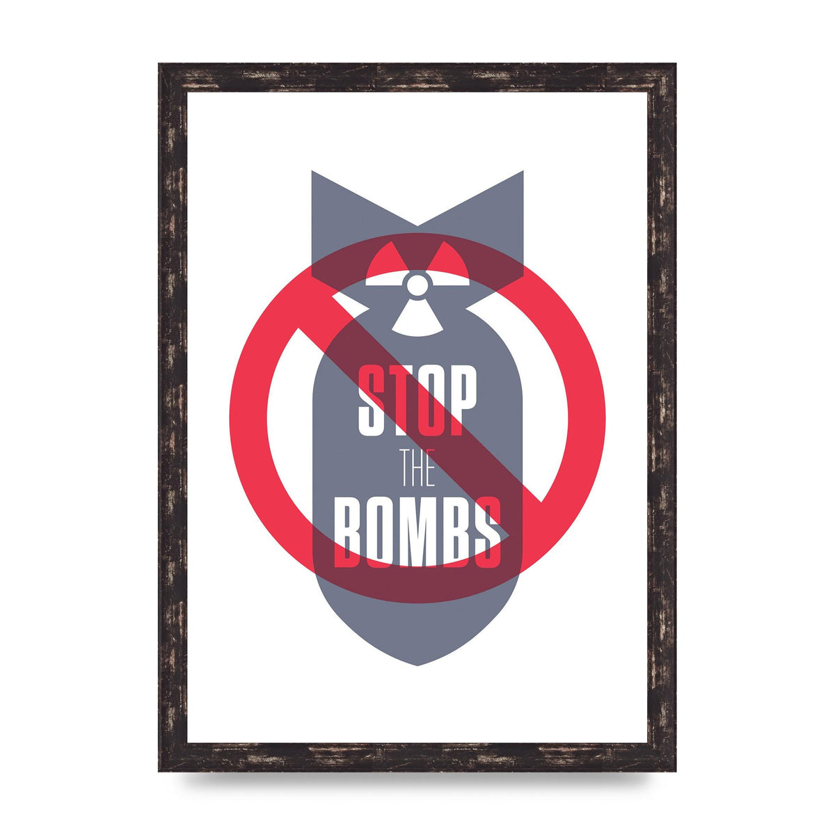 Stop The Bombs" Wall Art - A3 framed
